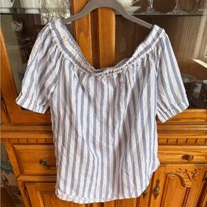MICHAEL Michael Kors Blue and White Striped Blouse